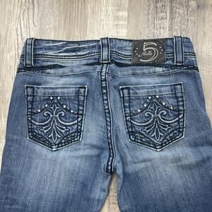 Studio 5 Jeans Low Rise Y2K Boot Cut Rhinestone Blue Womens Size 28
